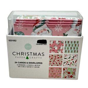 Christmas Yuletide Paper Mini Cards Envelope Set 24 Pcs 3x3 Hobby Lobby Coquette
